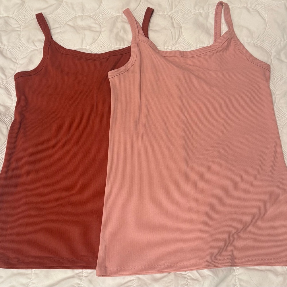 Women's Pink and Red Brown Tank Tops